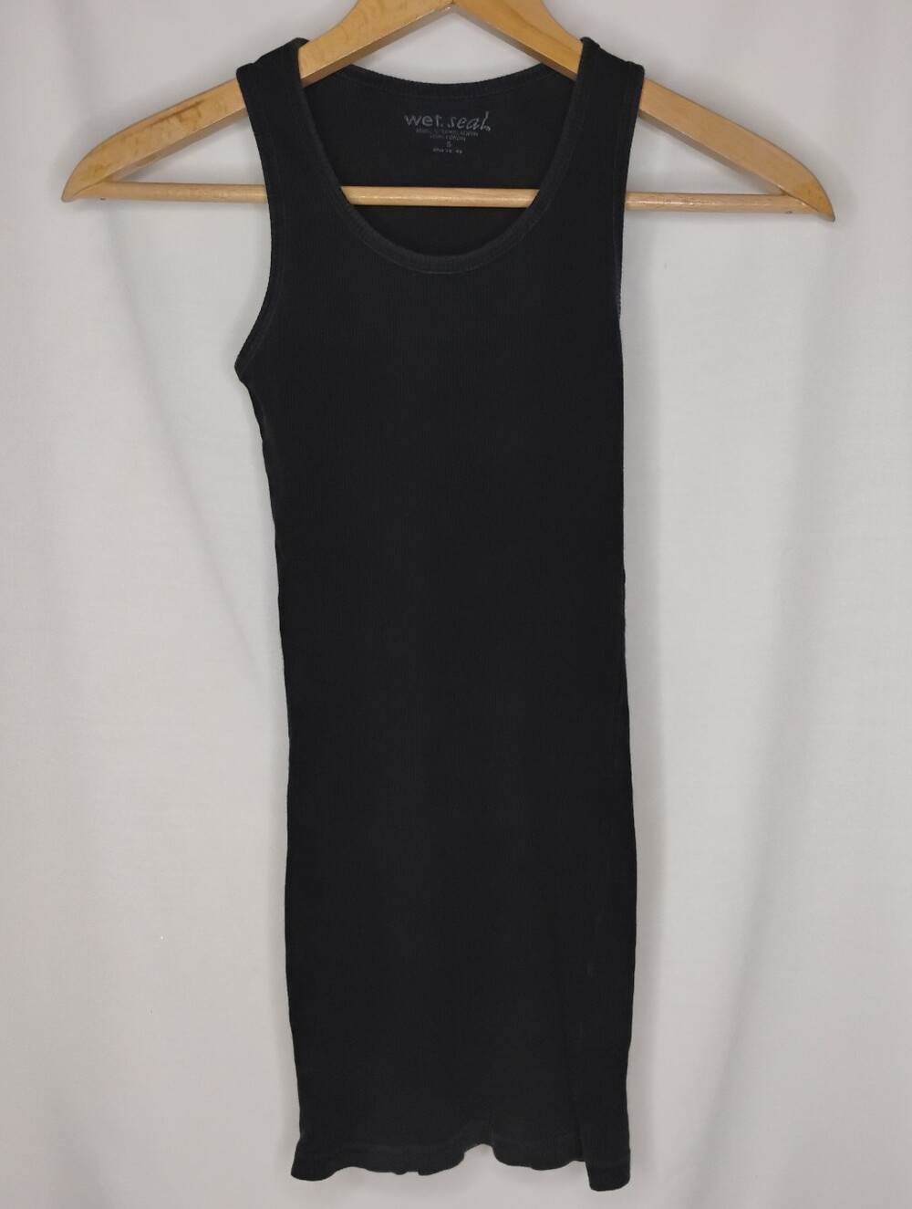 Women's Size Small Vintage Wet Seal Black Slim Fit Form Fitting Tank Top Cotton